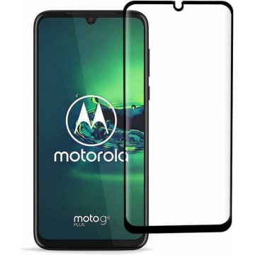 Motorola Moto G8 Plus - Full Cover Screenprotector - Gehard Glas - Zwart