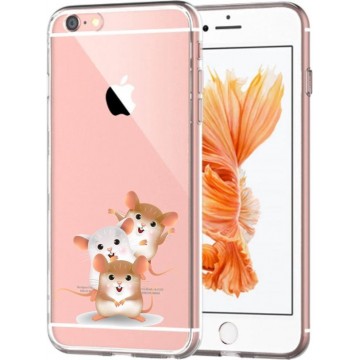 Apple Iphone 6 /6S Transparant siliconen telefoonhoesje 3 hamsters
