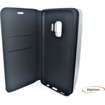 Samsung S10+ boekhoesje - Book case - Zwart boekhoesje - Samsung Galaxy S10PLUS - Met pashouder - Zwart - Ultra slim magneet