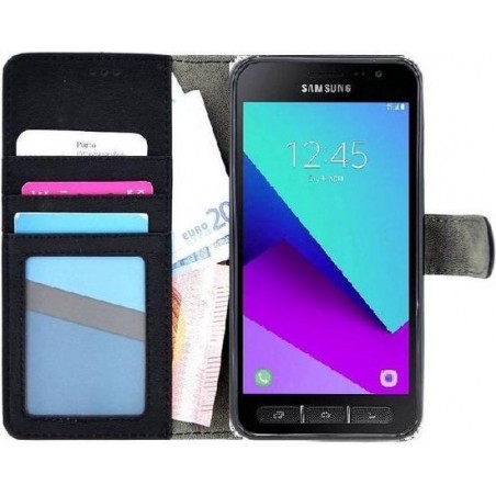 Samsung Galaxy Xcover 4 Wallet bookcase zwart portemonneestijl telefoonhoesje