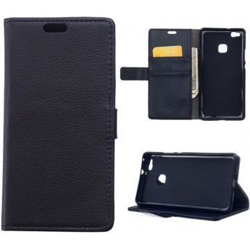 Litchi cover zwart wallet case hoesje Huawei P8 Lite Smart (GR3)