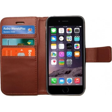 Hoesje voor Apple iPhone 6/6s Book Case Portemonnee - Cover voor 3 Pasjes Bruin