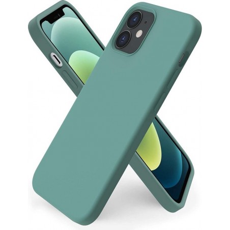 iPhone 12 Mini Hoesje Nano Siliconen Backcover - Soft TPU case met micro fiber - Pine Groen