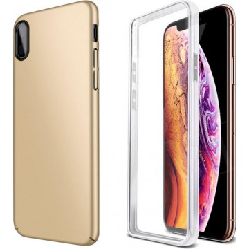 iCall - Apple iPhone Xs Max Hoesje + Screenprotector - 2 in 1 Siliconen TPU Case voor 360 Graden Bescherming - Goud
