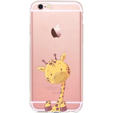 Apple Iphone 6 / 6S Transparant siliconen hoesje (Girafje)