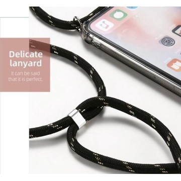 Backcover met kaarthouder en zwart koord - stootrandjes - anti shock iPhone  7 plus /8 plus - Smokey transparant