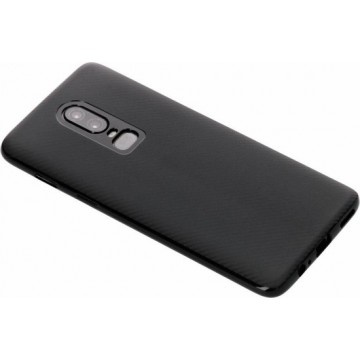 Carbon Softcase Backcover OnePlus 6 hoesje - Zwart