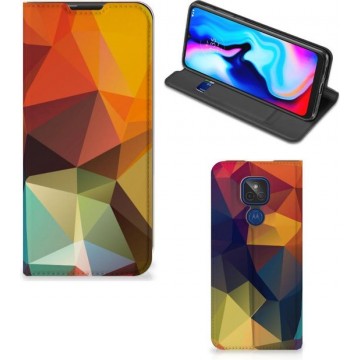 Smartphone Hoesje Motorola Moto G9 Play Leuk Book Case Polygon Color