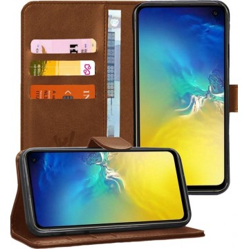 Samsung S10e Hoesje - Samsung Galaxy S10e Hoesje Book Case Leer Wallet Bruin - Hoesje Samsung S10e