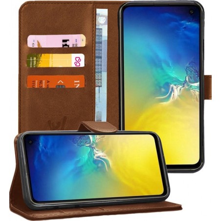 Samsung S10e Hoesje - Samsung Galaxy S10e Hoesje Book Case Leer Wallet Bruin - Hoesje Samsung S10e