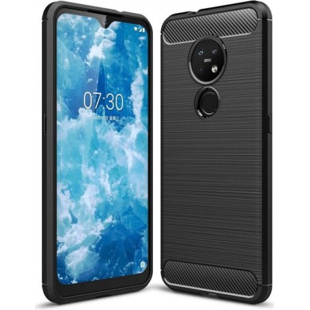 Nokia 6.2 / 7.2 Geborsteld TPU Hoesje Zwart