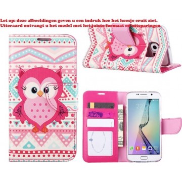 Xssive Hoesje voor Samsung Galaxy S4 - Book Case i9500 i9505 Roze Uil