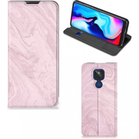 Flip Case Motorola Moto G9 Play Smart Cover Marble Pink