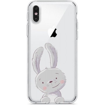 Apple Iphone X / XS Transparant siliconen hoesje konijntje