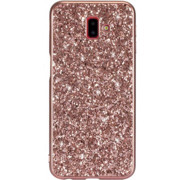 Samsung Galaxy J6 Plus 2018 Glitter Backcover Hoesje Roze