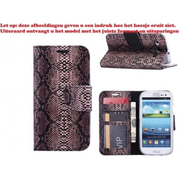 Xssive Hoesje voor Samsung Galaxy S6 Edge Plus G928 - Book Case Slangen Print Donker Bruin