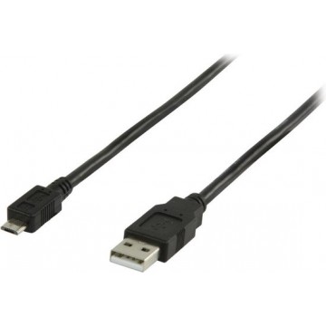 Valueline 3m, USB 2.0, USB A - Micro B USB-kabel Micro-USB B Zwart