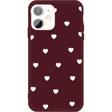 iPhone 11 Hoesje - Hartjes TPU - Bordeaux