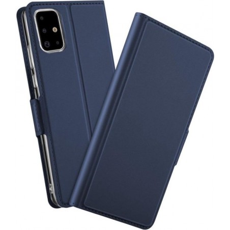 Samsung Galaxy A71 Portemonnee Bookcase Hoesje Kunstleer Blauw