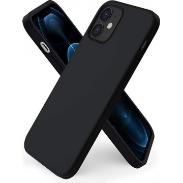 iPhone 12 Mini Hoesje Nano Siliconen Backcover - Soft TPU case met micro fiber - Zwart