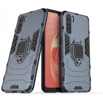 Oppo A91 Robuust Kickstand Shockproof Grijs Cover Case Hoesje