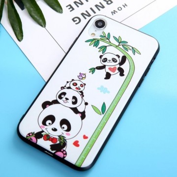 Pandas Bamboo patroon Oil Embossed TPU Case voor iPhone XR