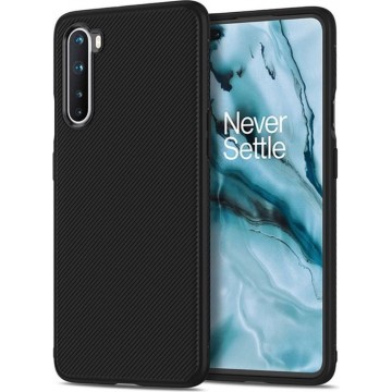 OnePlus Nord Hoesje Twill Slim Texture Back Cover Zwart