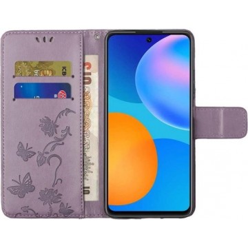 Samsung Galaxy S21 Hoesje Wallet Case met Vlinder Print Paars