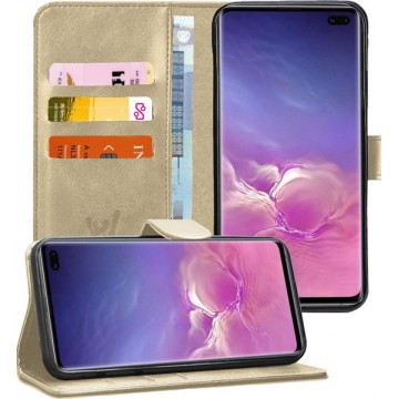 Samsung S10 Plus Hoesje - Samsung Galaxy S10 Plus Hoesje Book Case Leer Wallet Goud - Hoesje Samsung S10 Plus