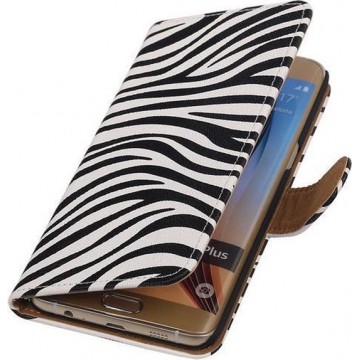 Zebra print Hoesje - Samsung Galaxy S6 edge Plus - Book Case Wallet Cover Beschermhoes