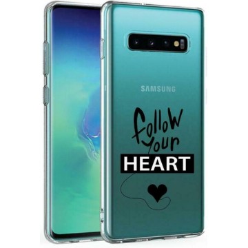 Samsung Galaxy S10 Transparant siliconen hoesje (Follow your heart)