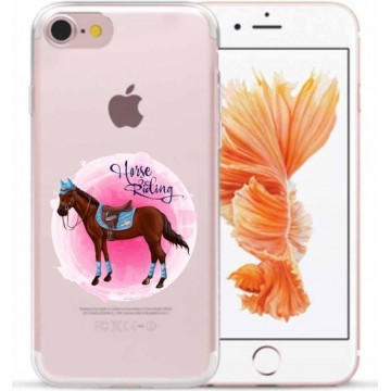 Apple Iphone 7 / 8 / SE2020 Transparant siliconen hoesje (Horse Riding)