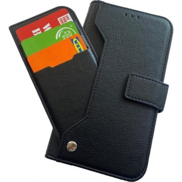 Universele Telefoon Hoesje - 5,3 tot 5,8 inch display - Portemonnee Book Case met Extra Pasjeshouder Vakken - Zwart