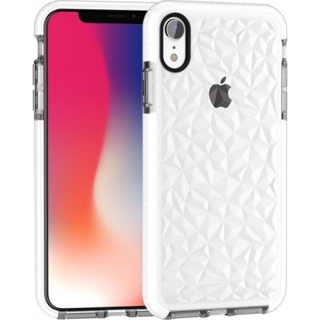 Diamond Texture TPU Case voor iPhone XR (wit)