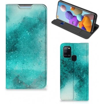 Foto hoesje Samsung Galaxy A21s Smart Cover Painting Blue