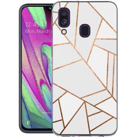 iMoshion Design voor de Samsung Galaxy A40 hoesje - Grafisch Koper - Wit / Goud