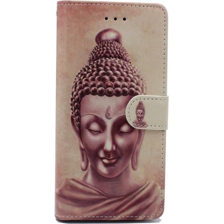 Apple iPhone XR Hoesje met Print - Portemonnee Book Case - Kaarthouder & Magneetlipje - Buddha Goud