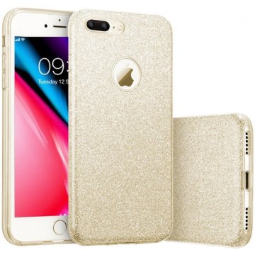 Apple iPhone 8 Plus - Glitters Hoesje Goud Siliconen TPU Case Backcover - BlingBling