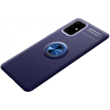 Samsung Galaxy S20 FE Hoesje Metalen Magnetische Ring Kickstand Blauw