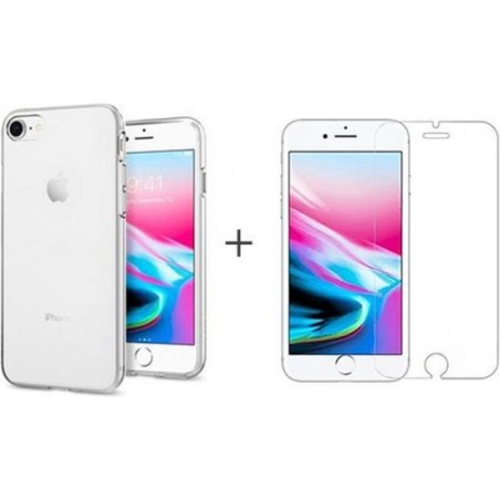 iphone 7 hoesje case siliconen transparant - hoesje iPhone 7 apple - 1x iPhone 7 screenprotector screen protector