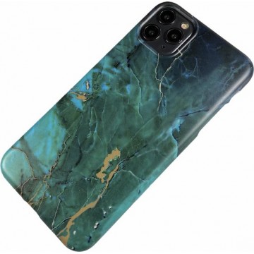 Apple iPhone Xs Max - Silicone marmer zacht hoesje Kate groen