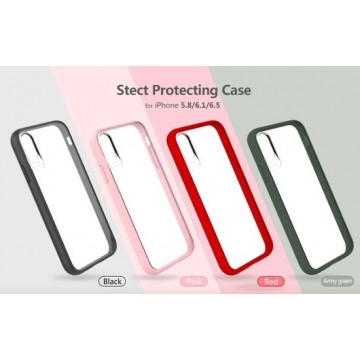 Stect Elegant Beweging & Valbescherming Hoesje Cover voor Apple iPhone X / XS (5.8 inch)  - Transparant/Army Groen