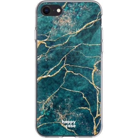 HappyCase Apple iPhone SE 2020 Hoesje Flexibel TPU Aqua Marmer Print