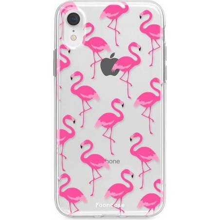 FOONCASE iPhone XR hoesje TPU Siliconen Soft Case - Transparant - Back Cover (Shock proof) - Flamingo