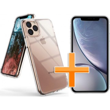 Apple iPhone 11 Pro Max Hoesje - Siliconen Backcover & Tempered Glass Combi - Transparant
