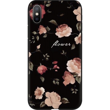 Luxe Bloemen Flower Cover | Apple iPhone X | iPhone XS | Hard case cover | Rood - Roze - Zwart hoesje