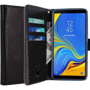 Samsung Galaxy A7 (2018) Hoesje - Book Case Leer Wallet - Zwart
