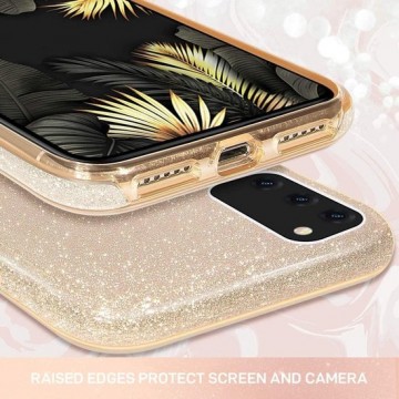Samsung Galaxy A51 Hoesje Glitter Siliconen TPU Case Goud - Back Cover - Schokbestendig - Glamour