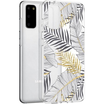 iMoshion Design voor de Samsung Galaxy S20 hoesje - Bladeren - Zwart / Goud