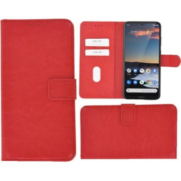 Nokia 5.3 hoes Effen Wallet Bookcase Hoesje Cover Rood Pearlycase
